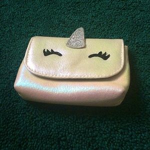 White shiny unicorn purse